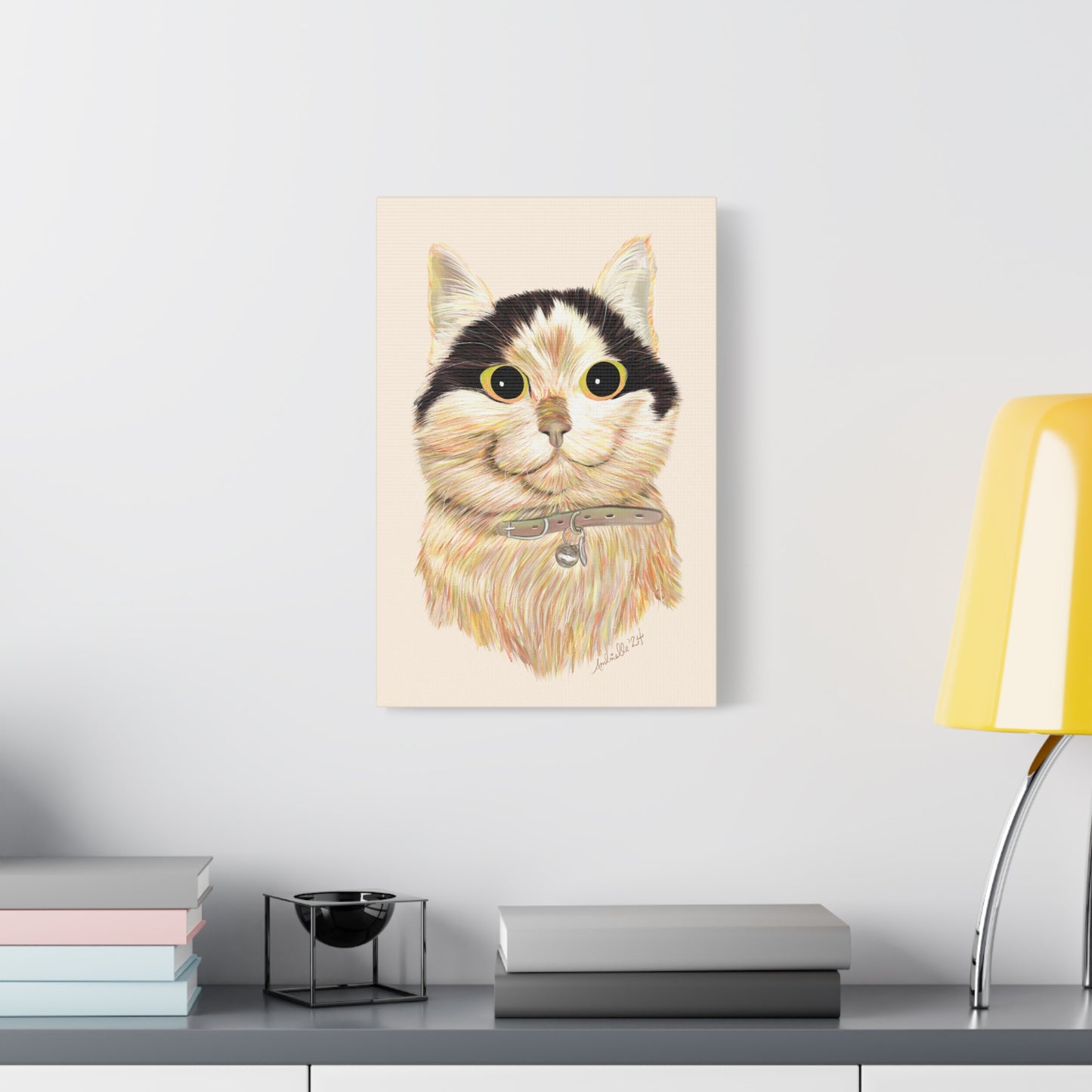 Cute Cat Portrait Matte Canvas Print - Whimsical Animal Art for Cat Lovers