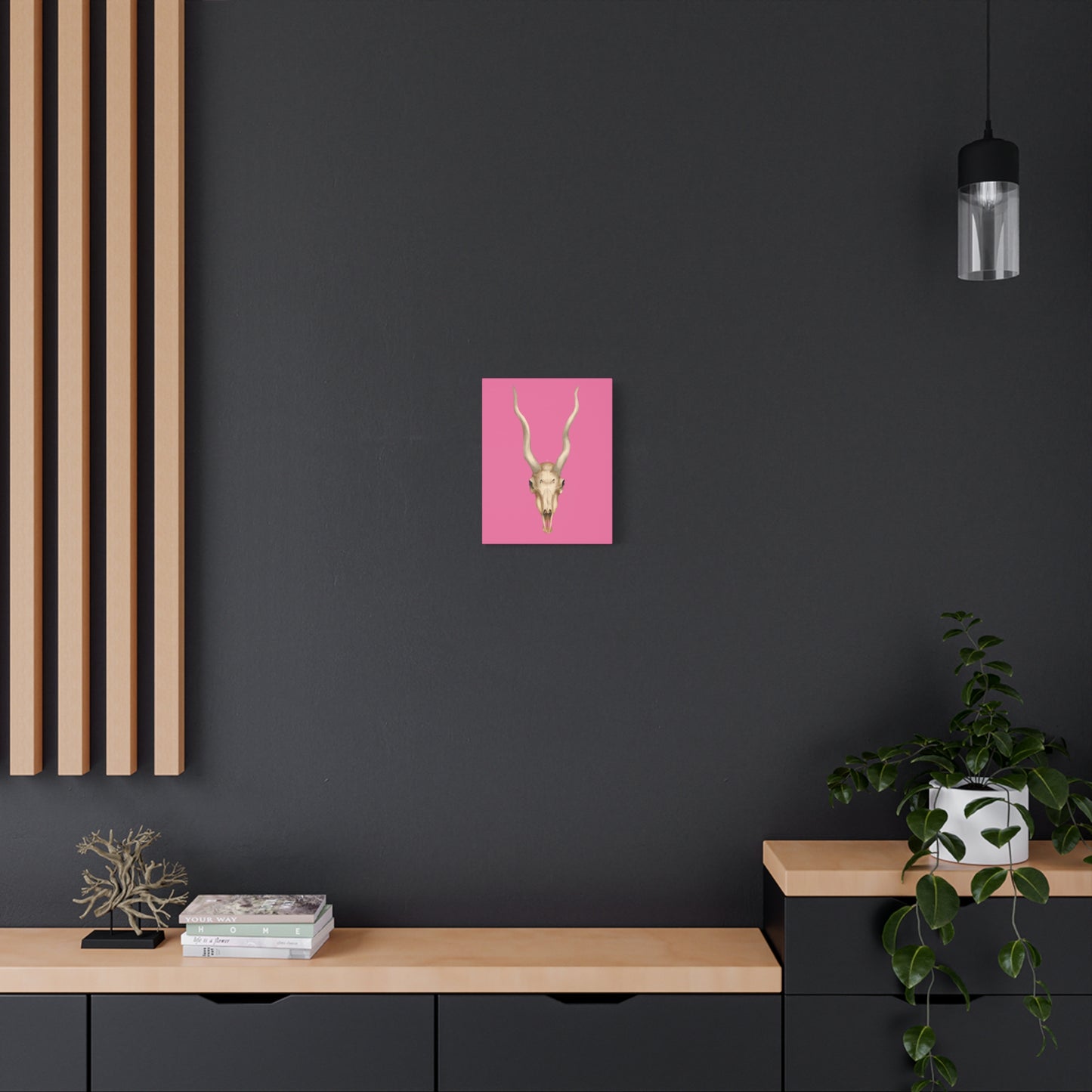 Whimsical Skull Canvas Art – Pink Wall Decor for Modern Spaces