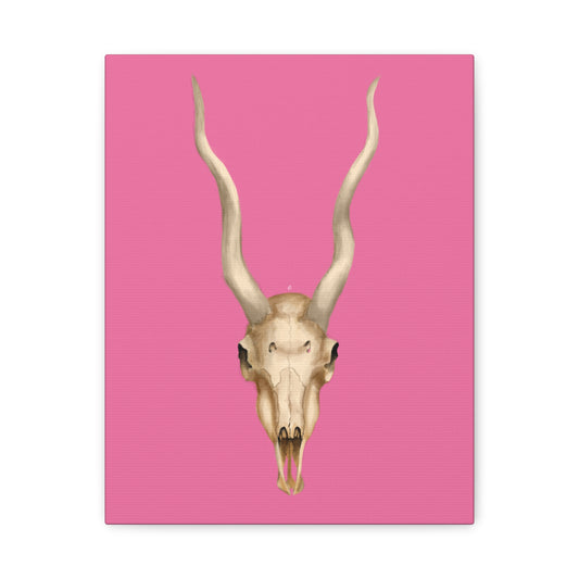 Whimsical Skull Canvas Art – Pink Wall Decor for Modern Spaces