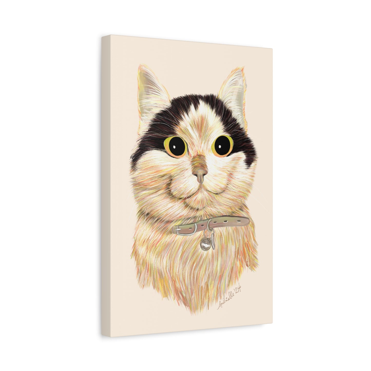 Cute Cat Portrait Matte Canvas Print - Whimsical Animal Art for Cat Lovers