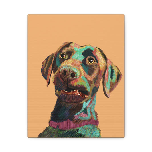 Colorful Dog Portrait Canvas Art - 12x16 Stretched Wall Decor